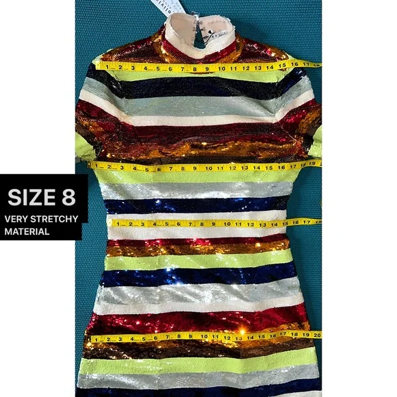 Alice + Olivia Mailynn Sequin Striped Multicolored Mini Dress - Picture 13 of 16